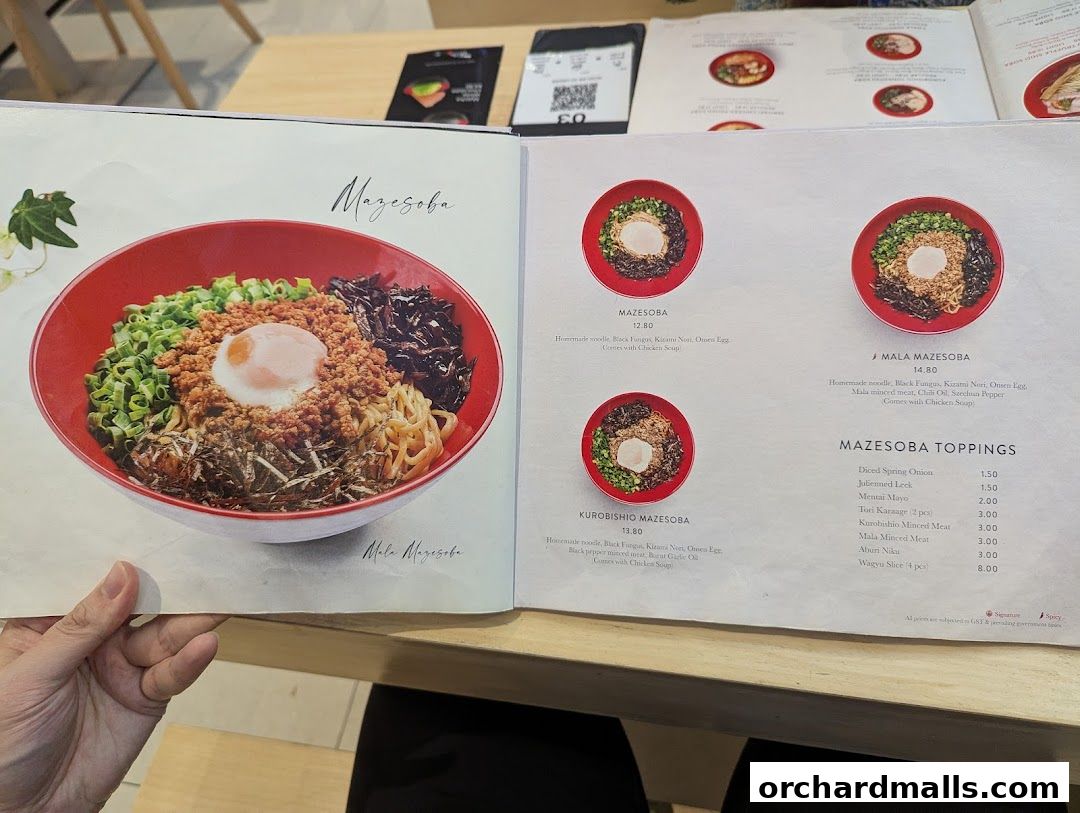 Menu page for Tsuta Japanese Soba Noodles - 313somerset