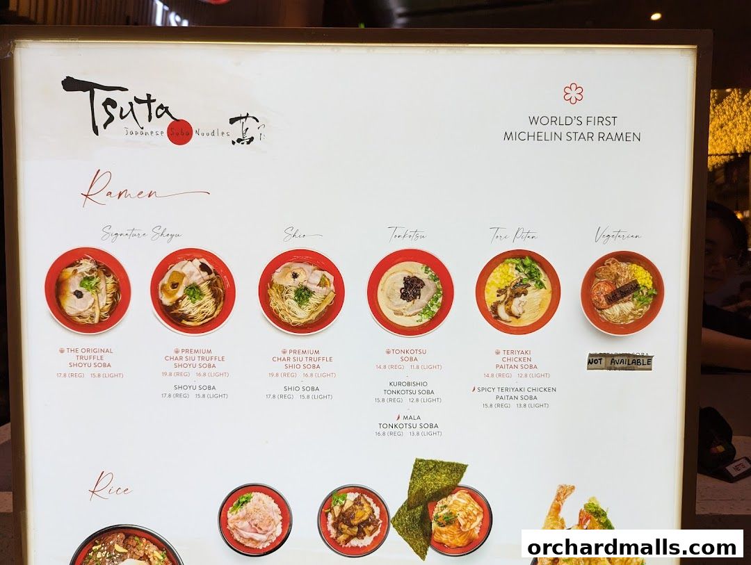 Menu page for Tsuta Japanese Soba Noodles - 313somerset