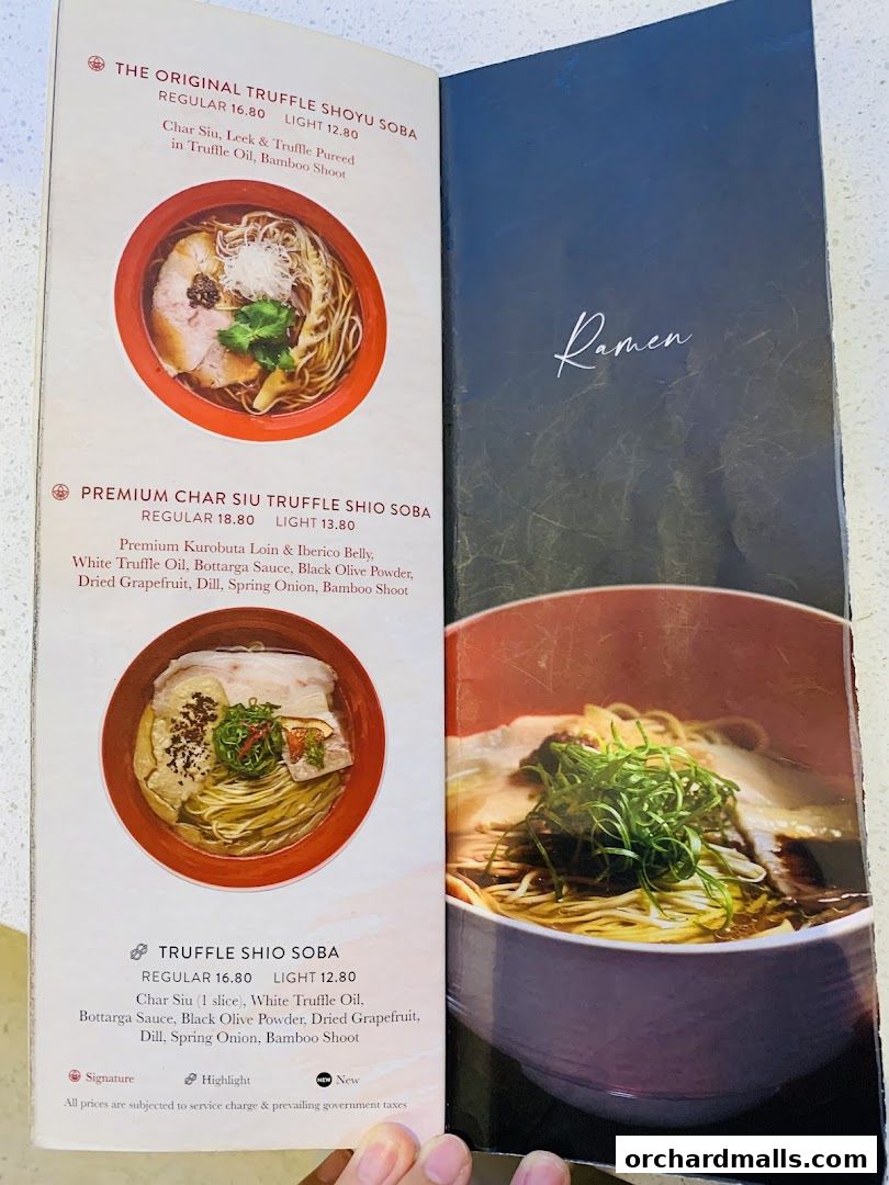 Menu page for Tsuta Japanese Soba Noodles - 313somerset