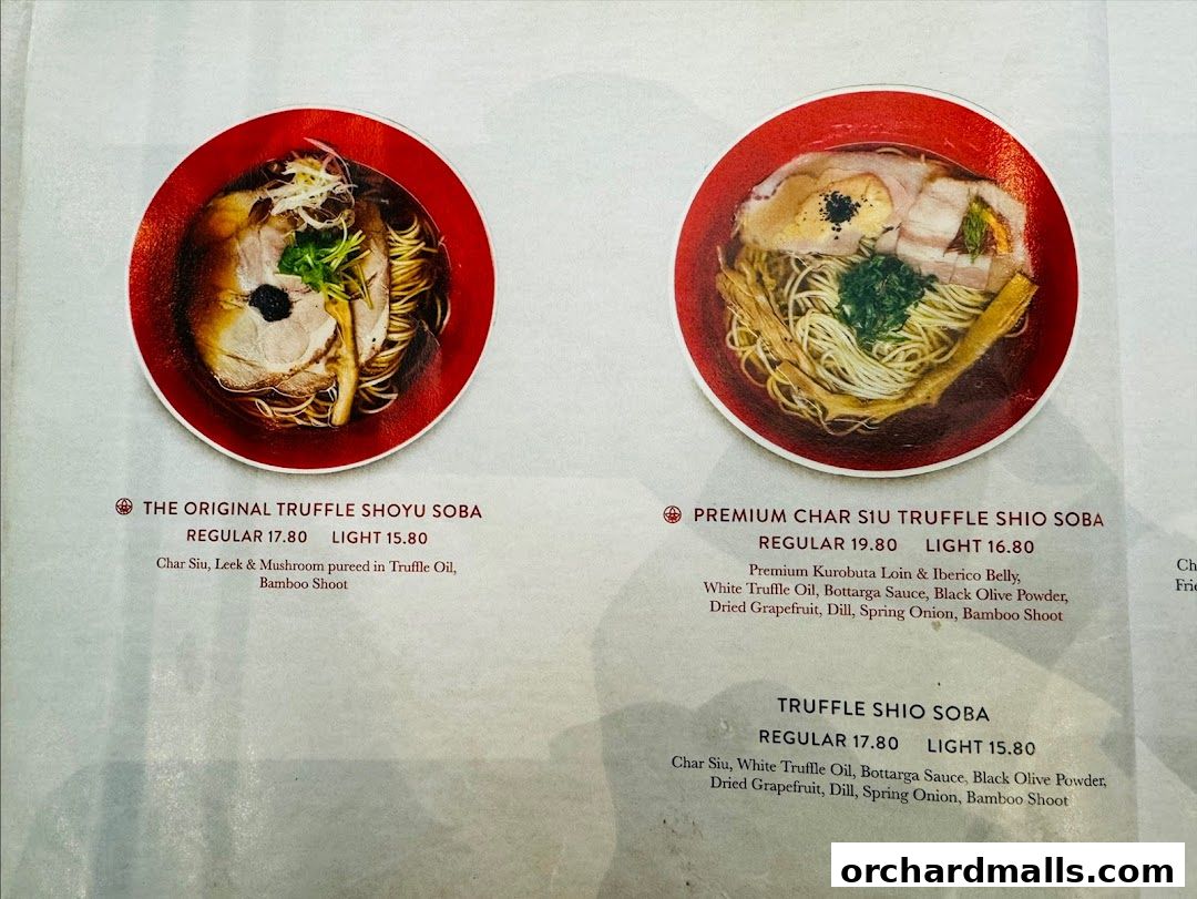 Menu page for Tsuta Japanese Soba Noodles - 313somerset