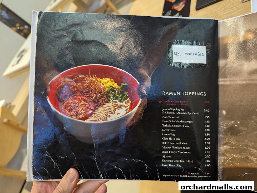 Menu page for Tsuta Japanese Soba Noodles - 313somerset