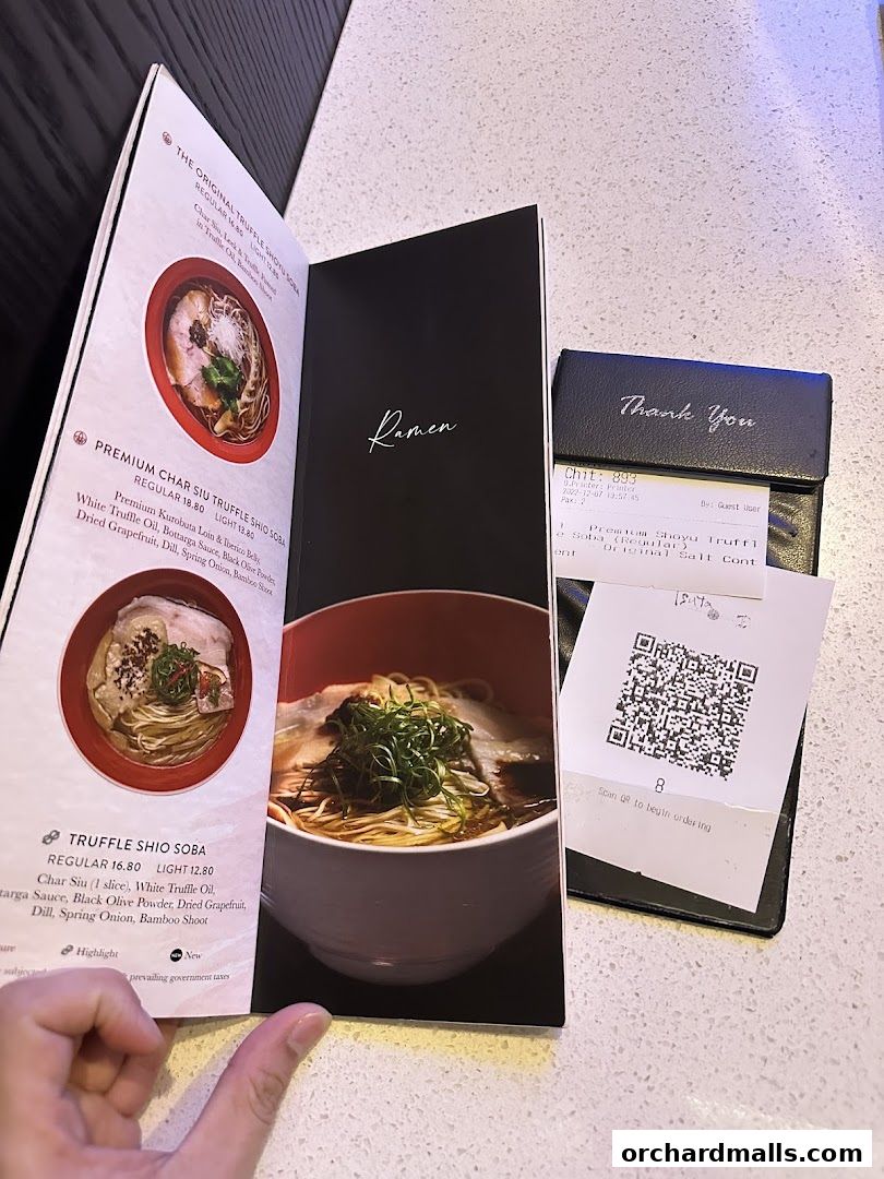 Menu page for Tsuta Japanese Soba Noodles - 313somerset