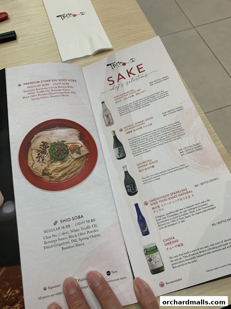 Menu page for Tsuta Japanese Soba Noodles - 313somerset