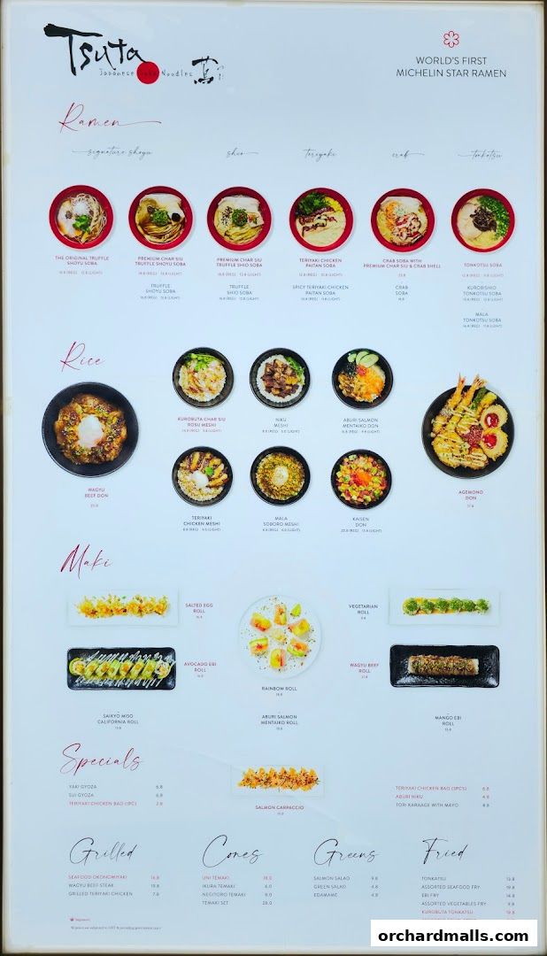 Menu page for Tsuta Japanese Soba Noodles - 313somerset