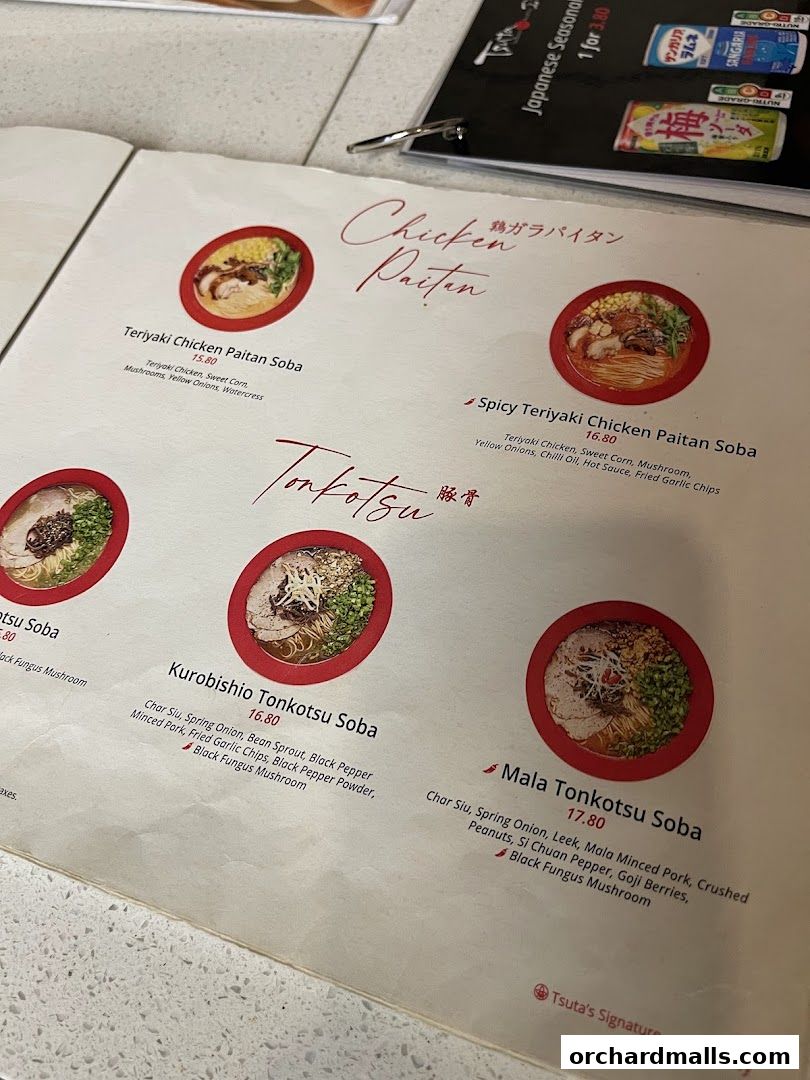 Menu page for Tsuta Japanese Soba Noodles - 313somerset