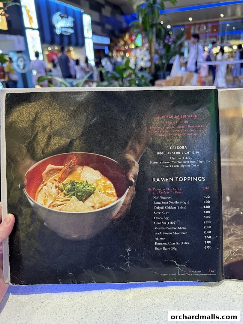 Menu page for Tsuta Japanese Soba Noodles - 313somerset