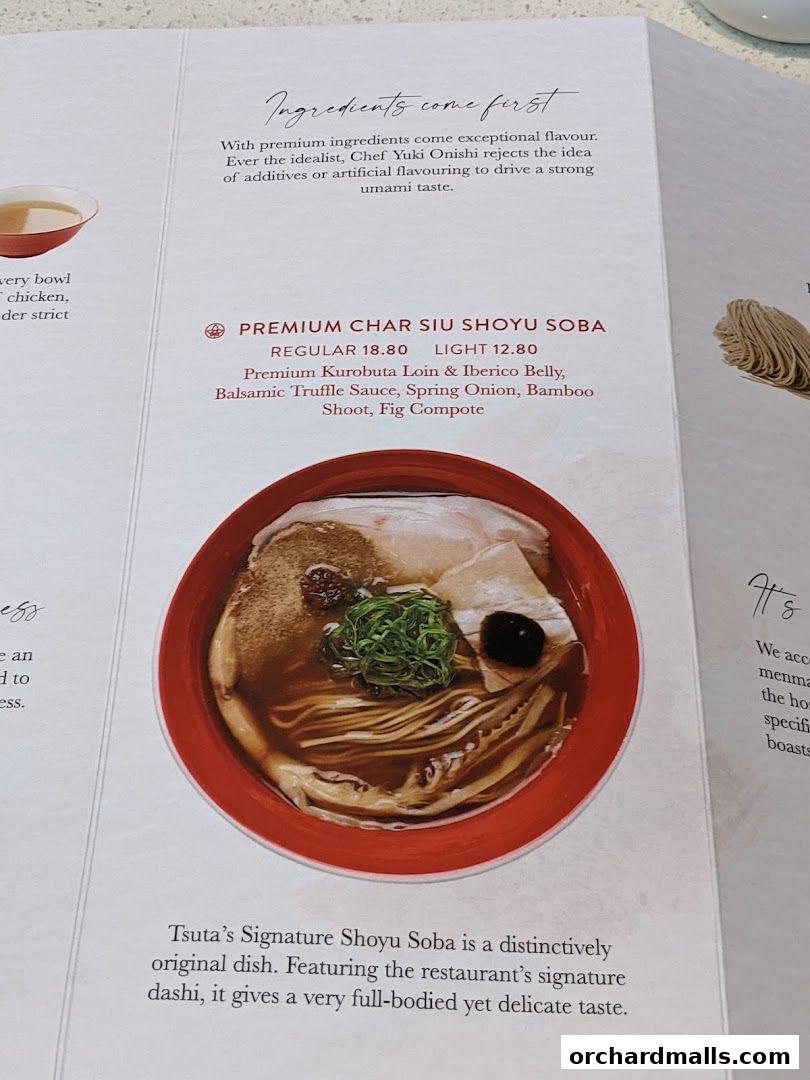 Menu page for Tsuta Japanese Soba Noodles - 313somerset