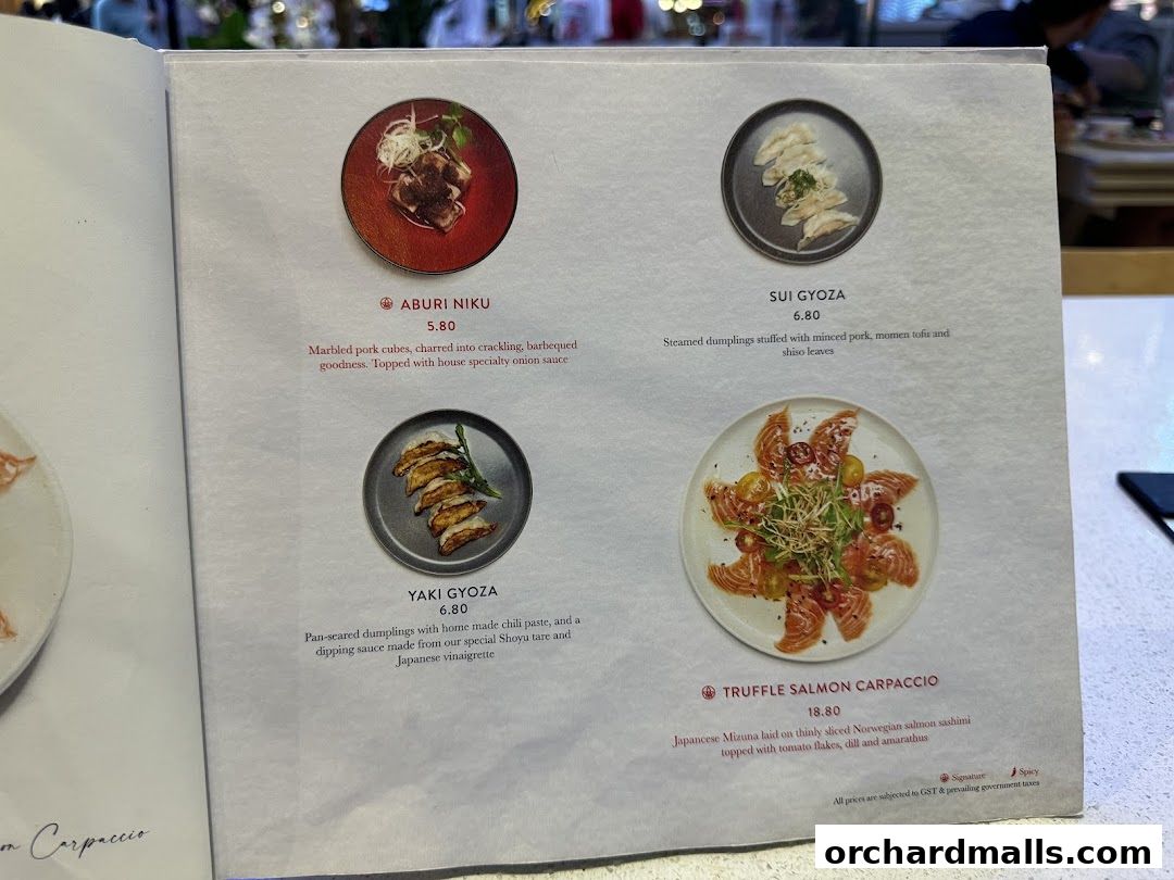 Menu page for Tsuta Japanese Soba Noodles - 313somerset