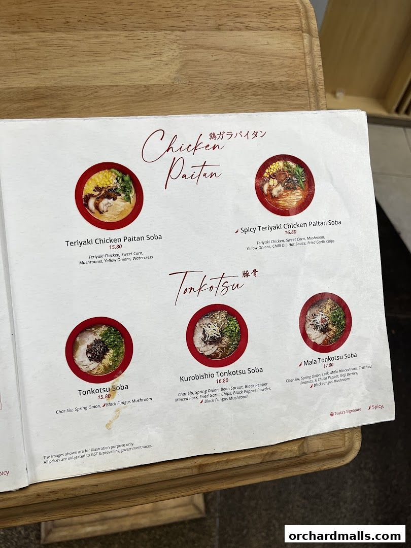 Menu page for Tsuta Japanese Soba Noodles - 313somerset