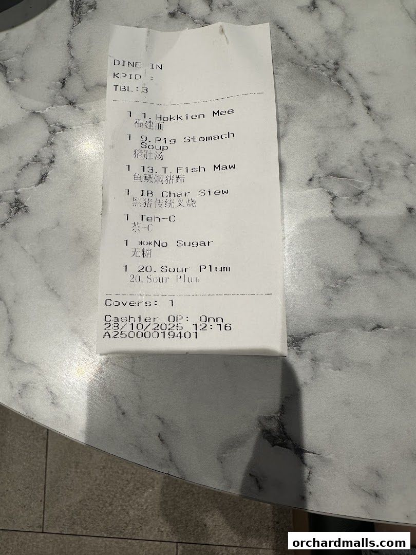 Menu page for Tun Xiang Hokkien Delights Wisma Atria