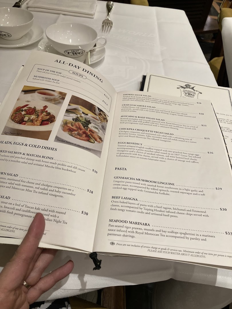 Menu page for TWG Tea at ION Orchard
