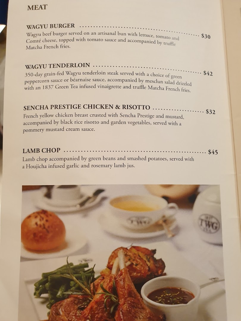 Menu page for TWG Tea at ION Orchard