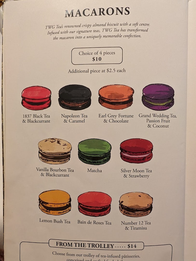 Menu page for TWG Tea at ION Orchard