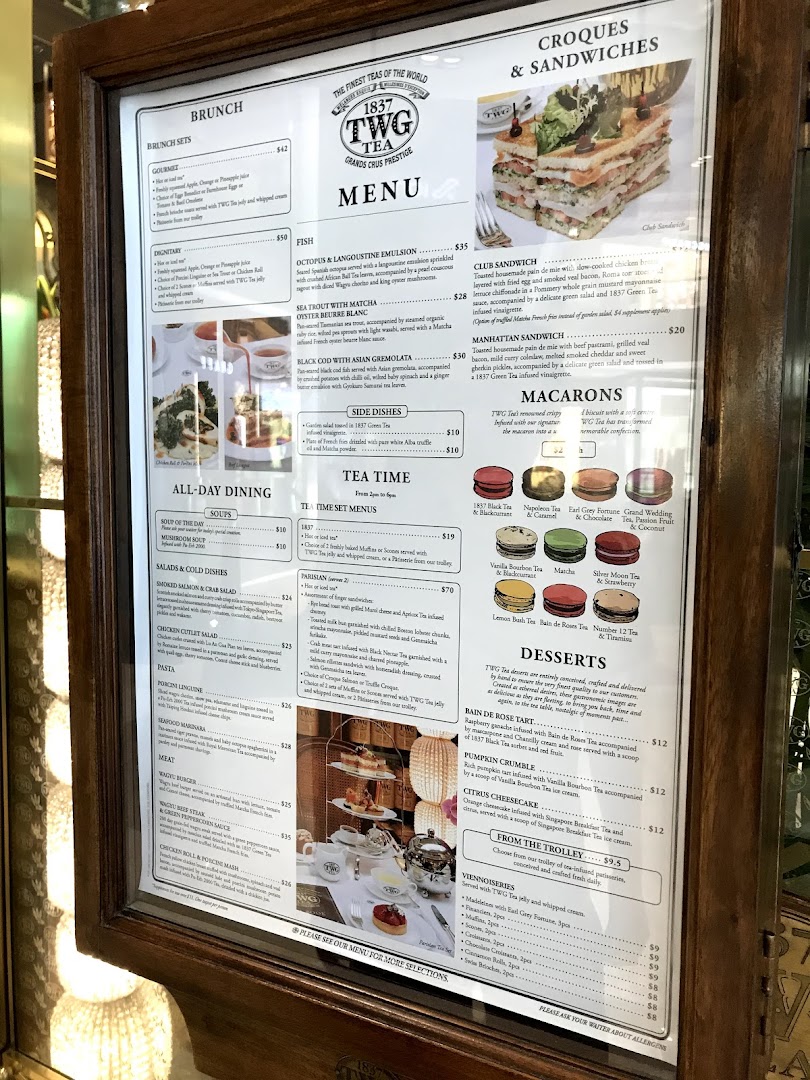 Menu page for TWG Tea at ION Orchard