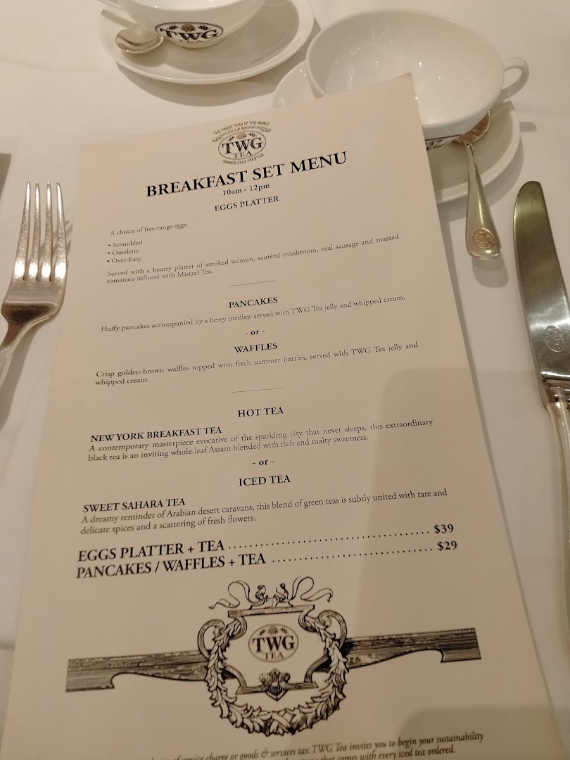 Menu page for TWG Tea at ION Orchard