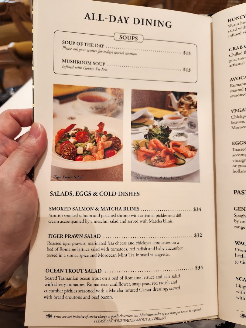 Menu page for TWG Tea at ION Orchard