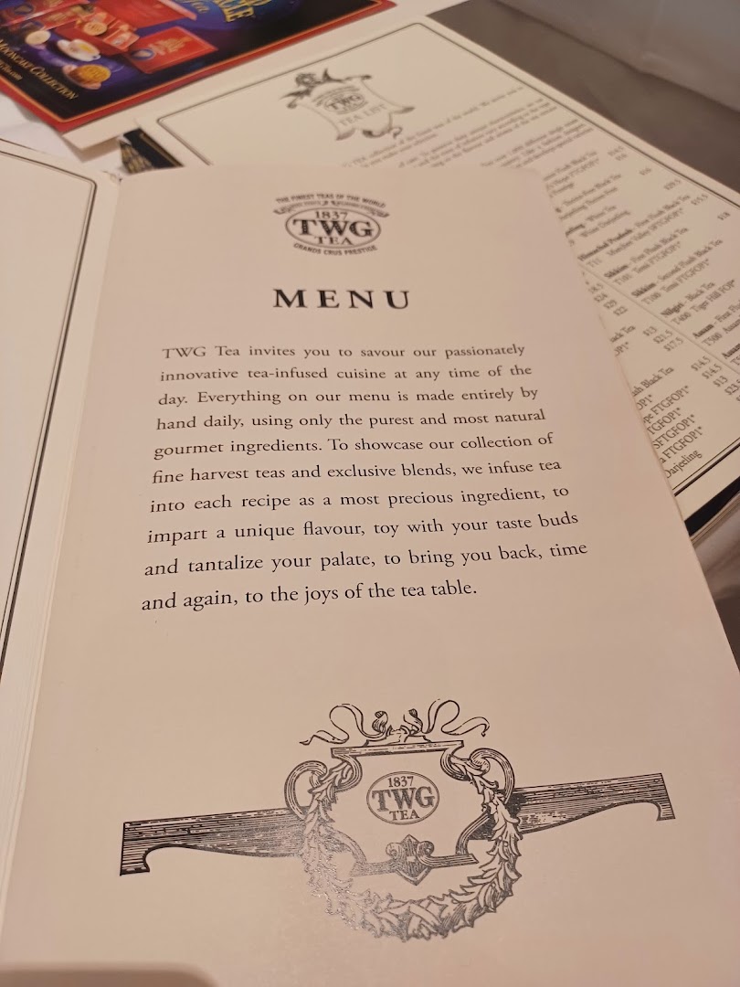 Menu page for TWG Tea at ION Orchard