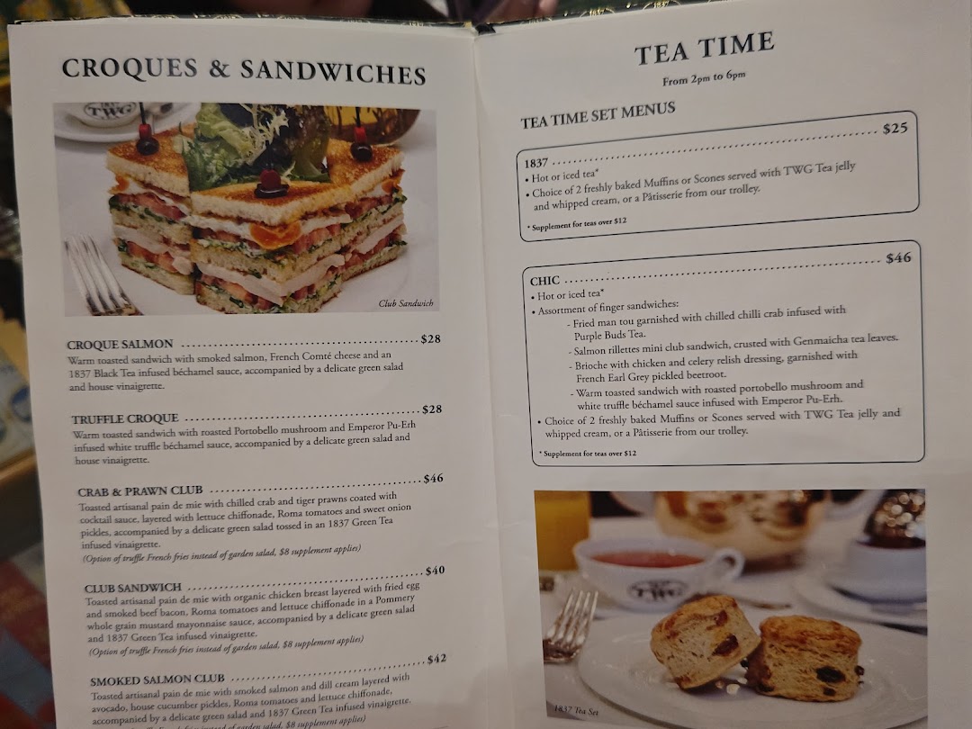 Menu page for TWG Tea at ION Orchard