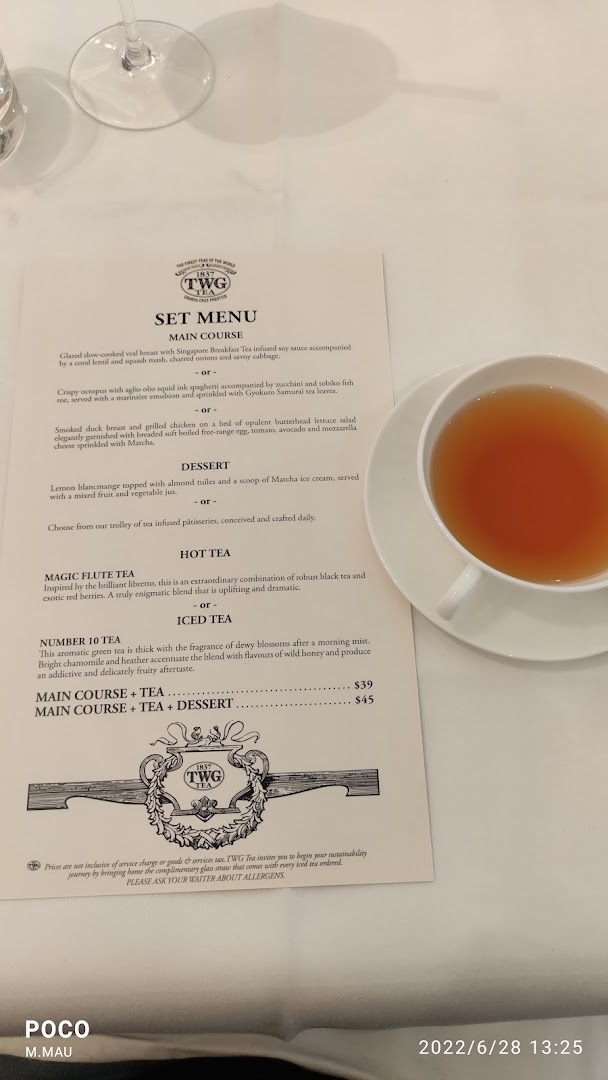 Menu page for TWG Tea at ION Orchard
