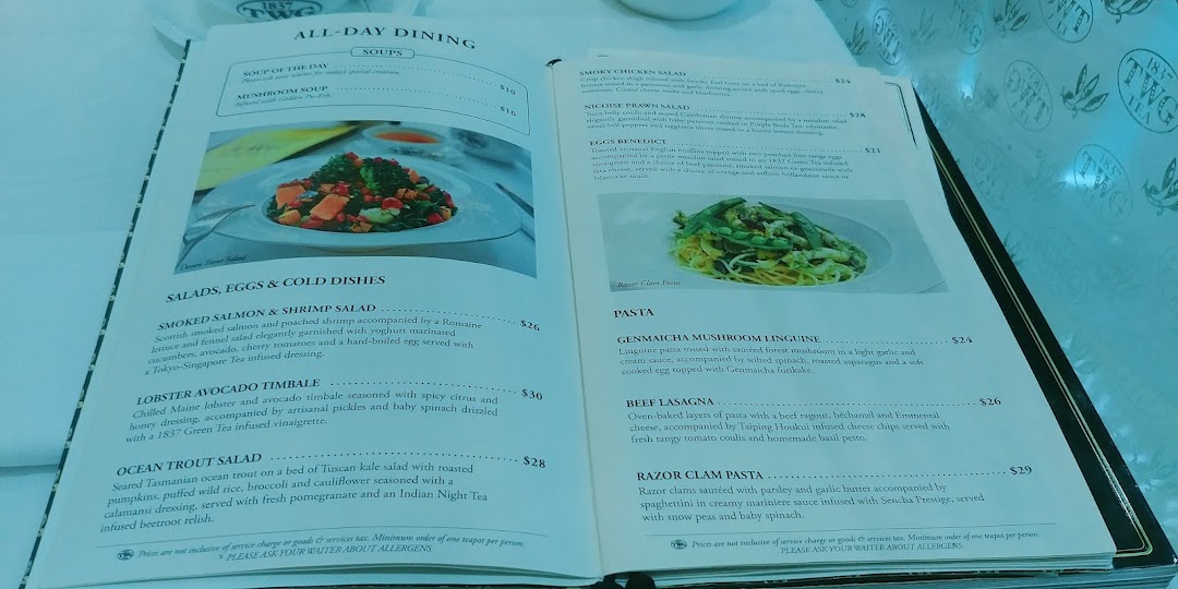 Menu page for TWG Tea at ION Orchard