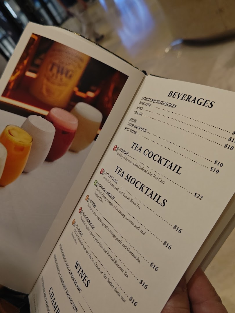Menu page for TWG Tea at ION Orchard