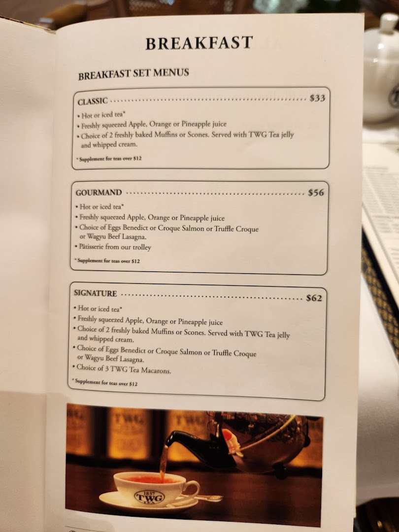 Menu page for TWG Tea at ION Orchard