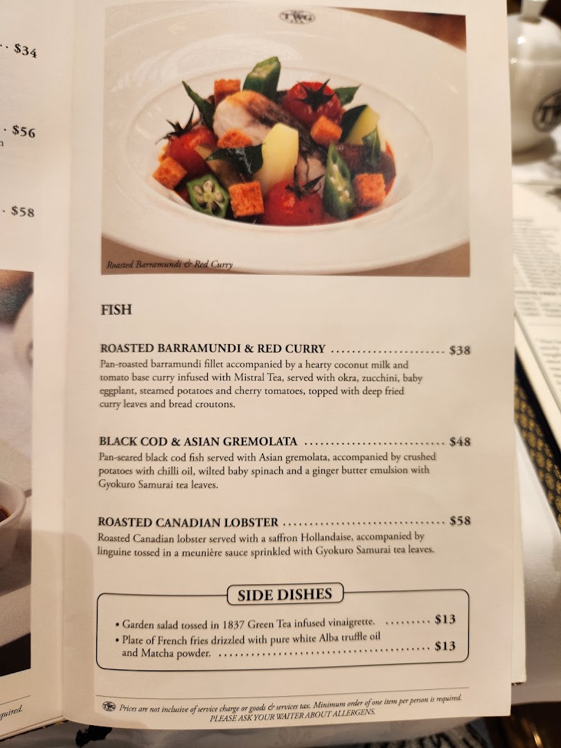 Menu page for TWG Tea at ION Orchard
