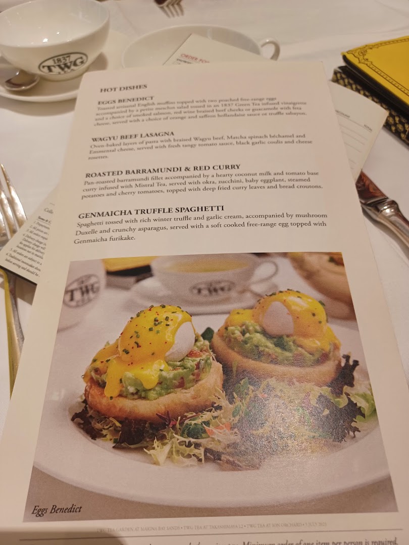 Menu page for TWG Tea at ION Orchard