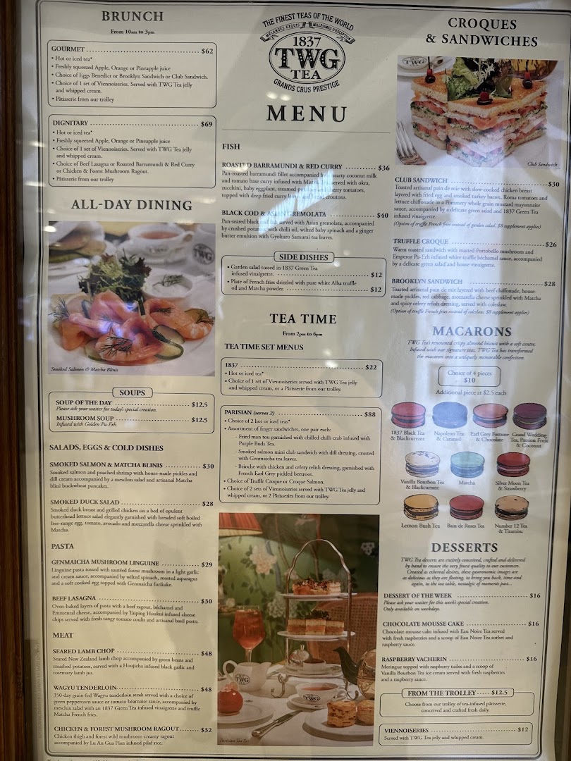 Menu page for TWG Tea at ION Orchard
