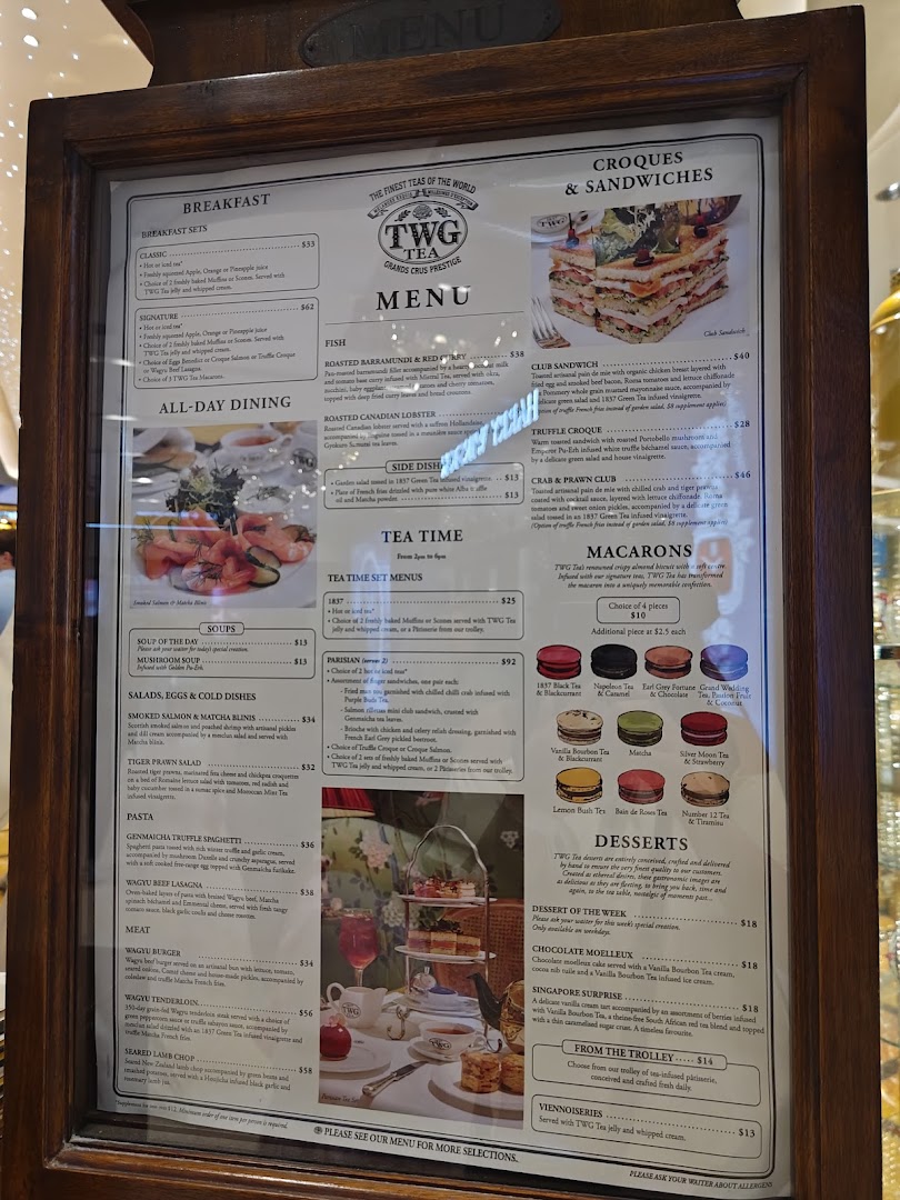 Menu page for TWG Tea at ION Orchard