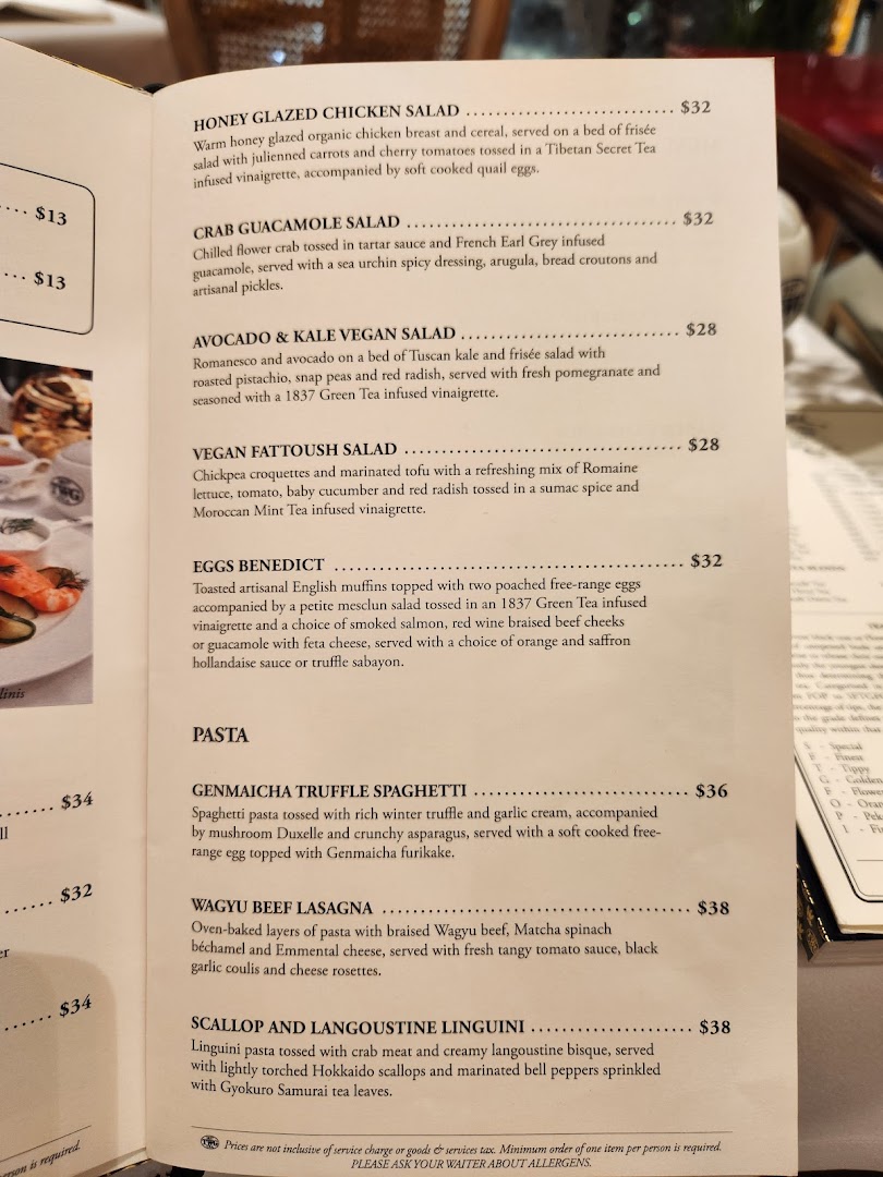 Menu page for TWG Tea at ION Orchard