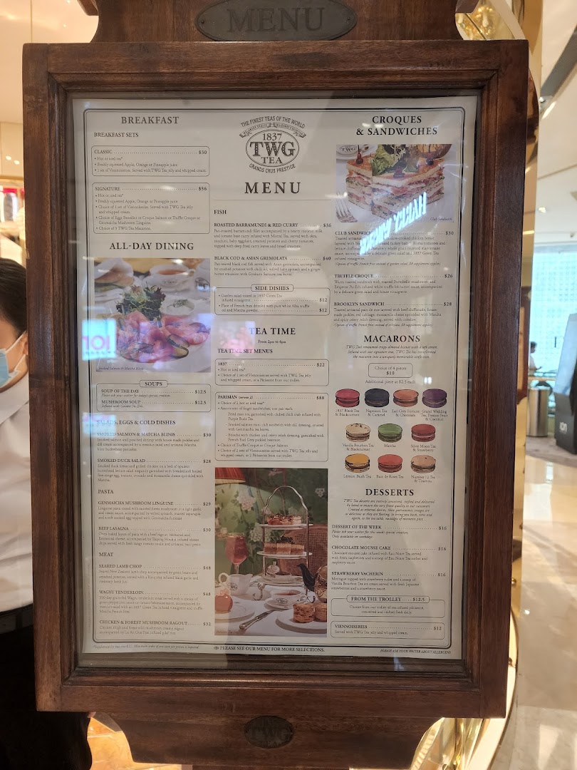 Menu page for TWG Tea at ION Orchard