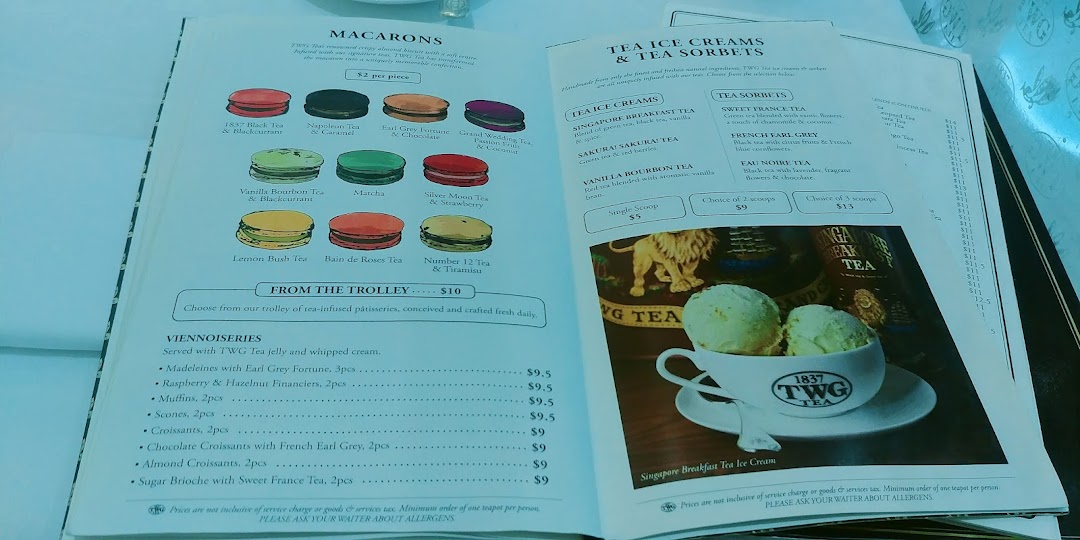 Menu page for TWG Tea at ION Orchard