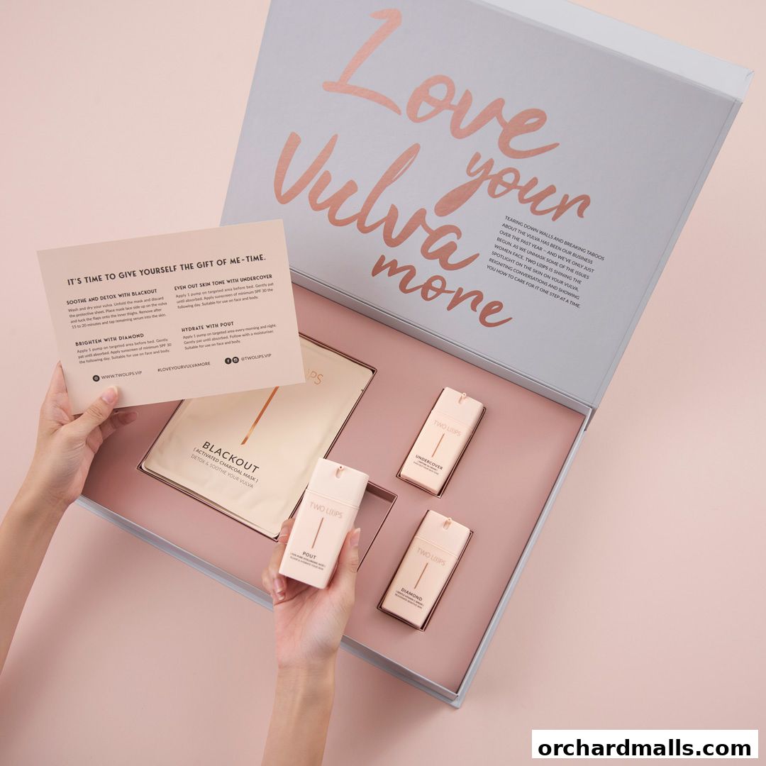 A gift box containing intimate skincare products with a focus on vulva care.