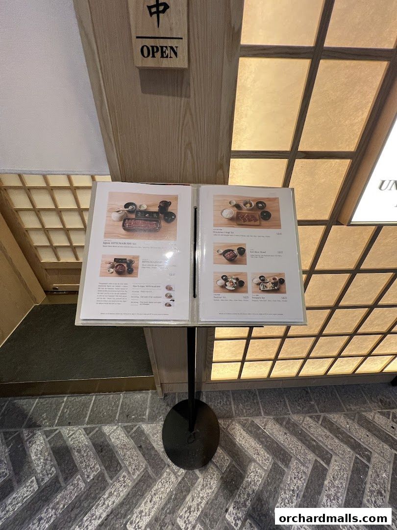 Menu page for Unagi Yondaime Kikukawa Singapore うなぎ四代目菊川 シンガポール