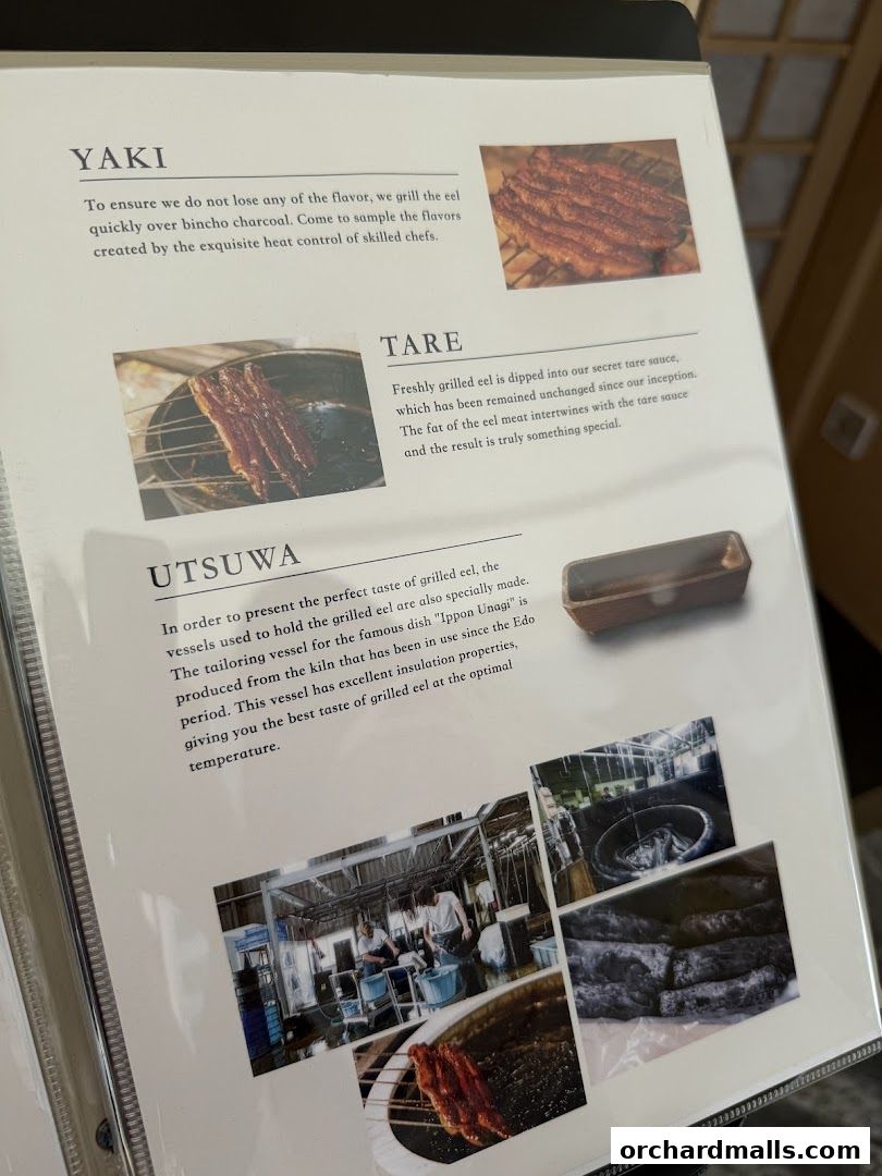 Menu page for Unagi Yondaime Kikukawa Singapore うなぎ四代目菊川 シンガポール