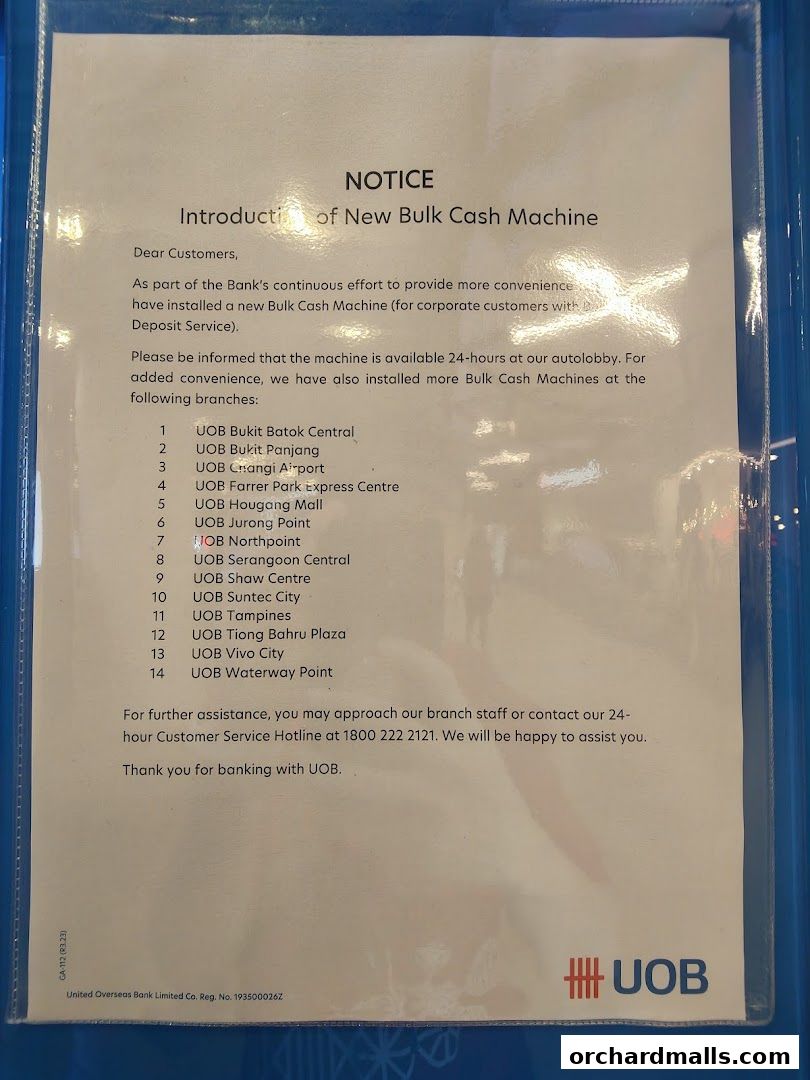 UOB Branch - Shaw Centre Branch  Wealth Banking Centre