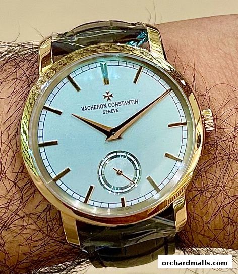 A close-up shot of a Vacheron Constantin watch on a wrist.