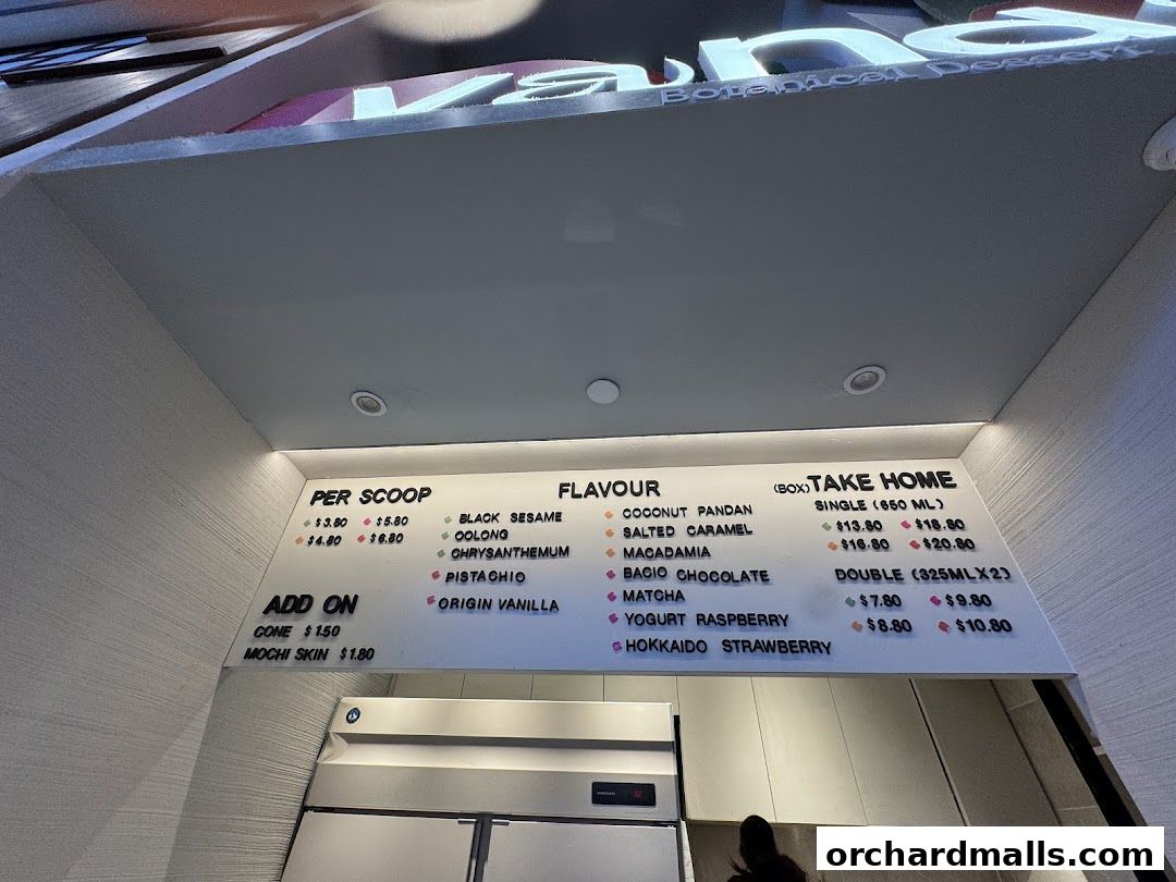 Menu page for Vanda Botanical Desserts 313somerset