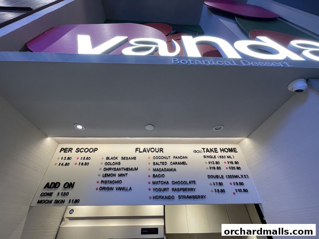 Menu page for Vanda Botanical Desserts 313somerset