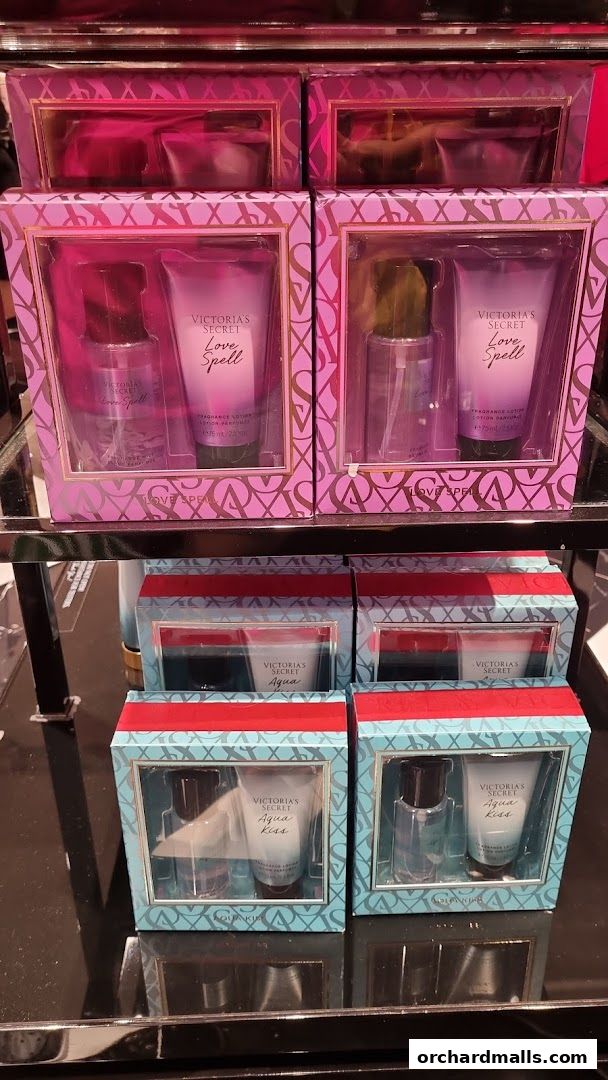 Victoria's Secret gift sets featuring fragrances and lotions in attractive packaging.