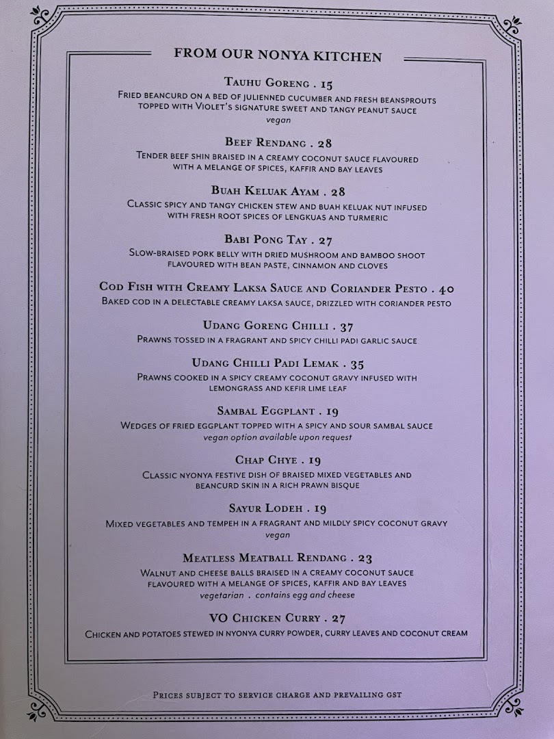 Menu page for Violet Oon at ION Orchard