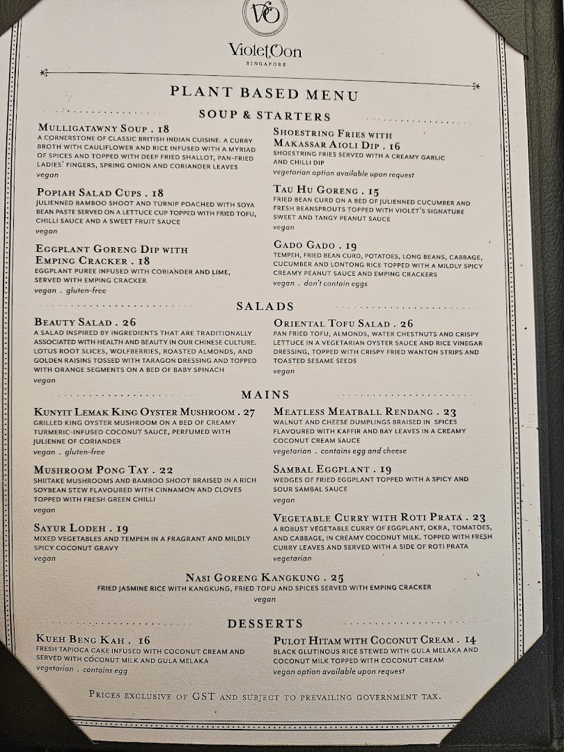 Menu page for Violet Oon at ION Orchard