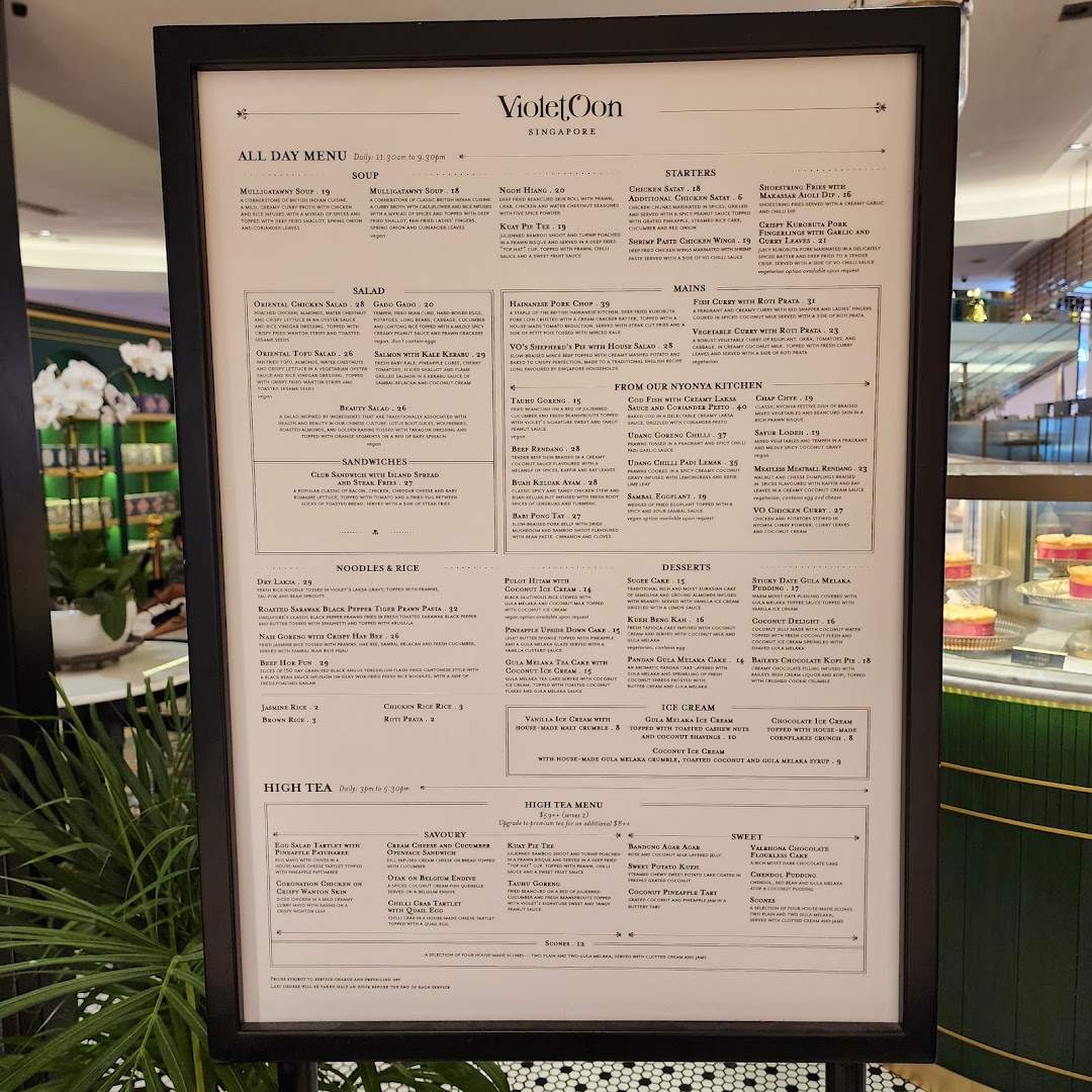 Menu page for Violet Oon at ION Orchard