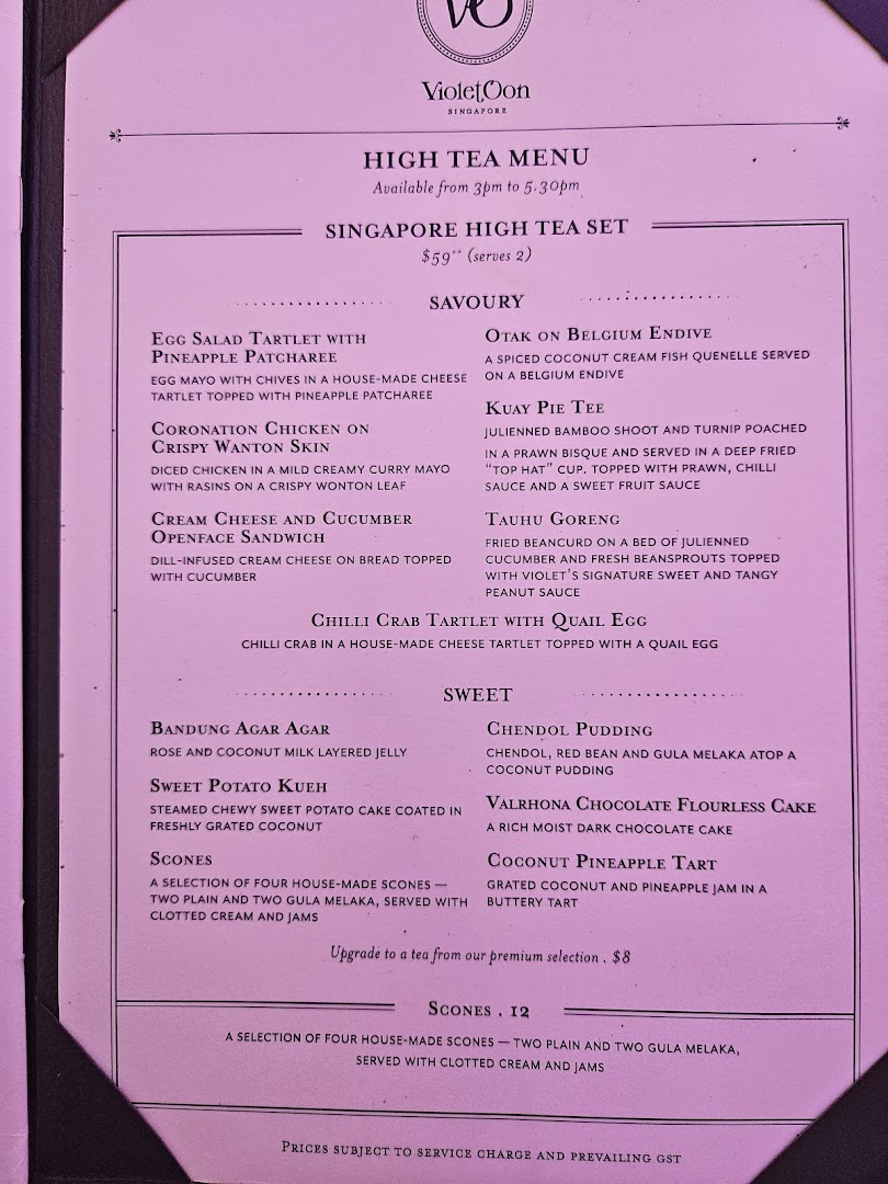 Menu page for Violet Oon at ION Orchard