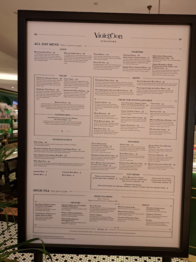 Menu page for Violet Oon at ION Orchard