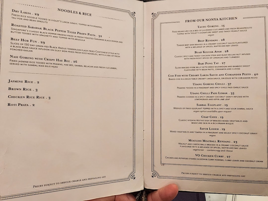 Menu page for Violet Oon at ION Orchard