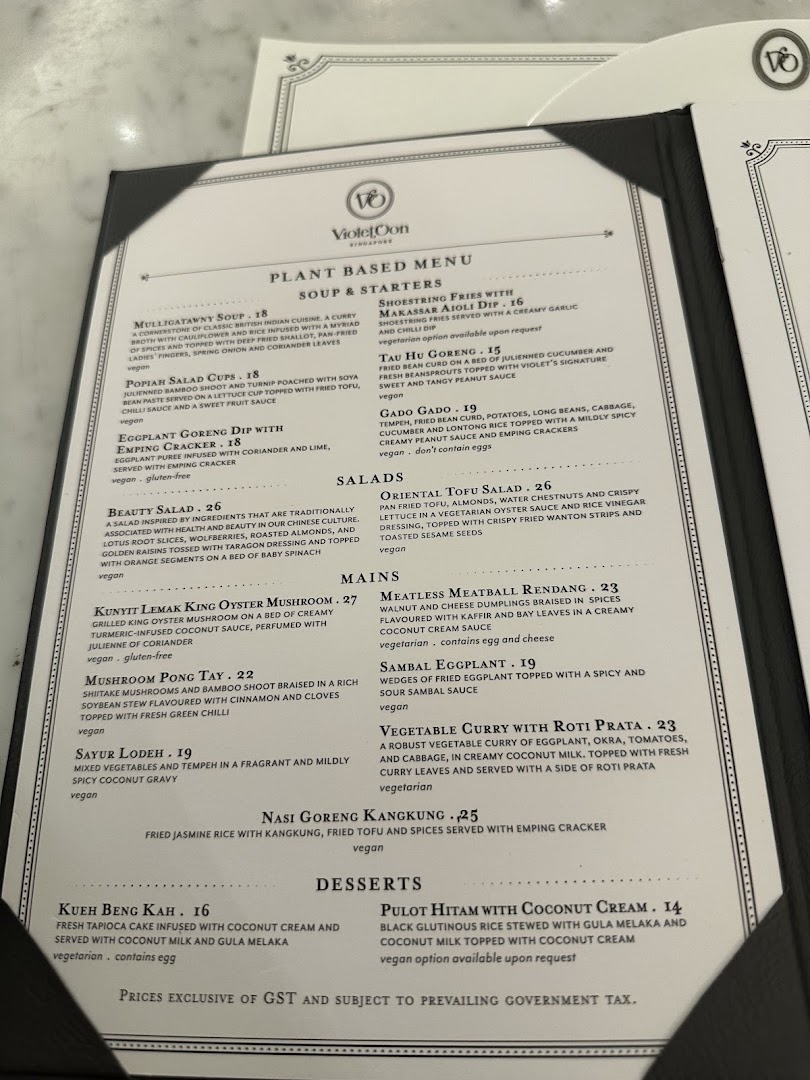 Menu page for Violet Oon at ION Orchard