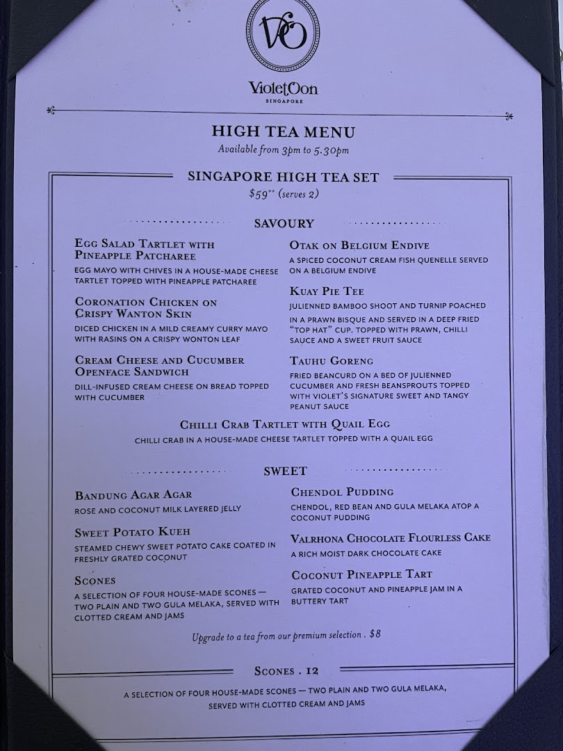 Menu page for Violet Oon at ION Orchard