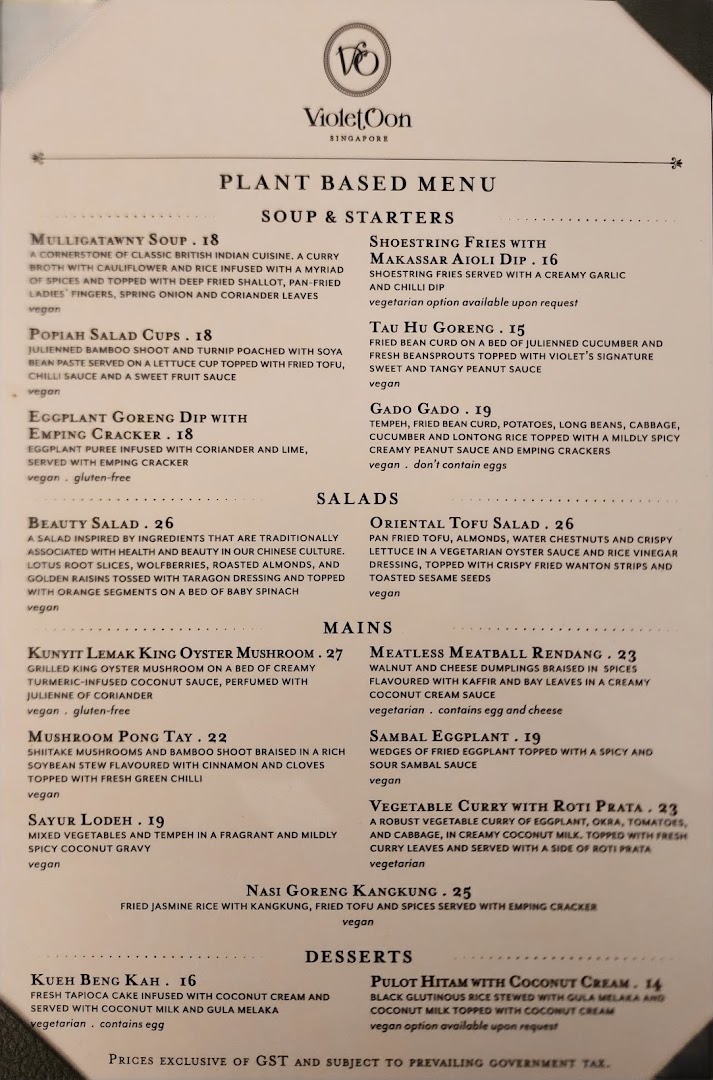 Menu page for Violet Oon at ION Orchard